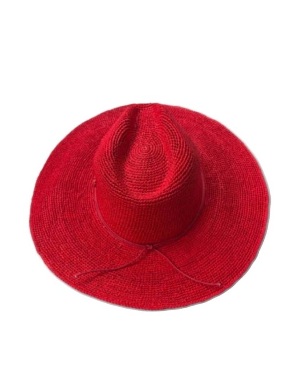 Artesano Scarlet Red Peoni Straw Sun Hat Adjustable!! NWOT